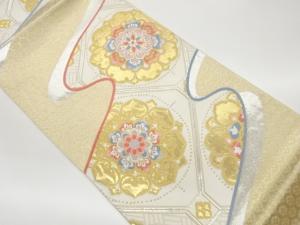 蜀江・華紋に曲線・亀甲模様織出し袋帯